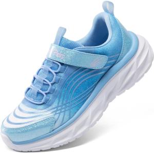 DREAM PAIRS Girls Shoes Sneakers Kids Tennis Shoes Sparkle ColorBurst Lightweight Running Casual Walking Shoes(Light Blue/White)
