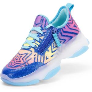 DREAM PAIRS Kids Girls Sneakers Zipper Casual Shoes Jelly Sole Sports Shoes Lightweight Walking Shoes(Blue)