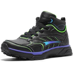 DREAM PAIRS Kids Shoes Hiking Boots Boys Girls High-Top Shoes Outdoors DuraPlay Lace-Up Lightweight Hiking Sneakers(Black/Blue/Green)