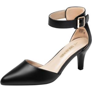 DREAM PAIRS Kitten Heel Low Heel for Women Closed Pointed Toe Pumps Wedding Party Sexy Dress Shoes Lowpointed(Black/Pu)