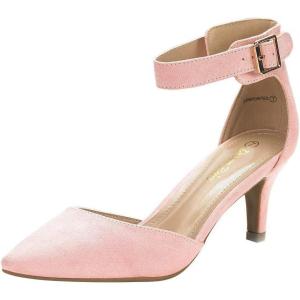 DREAM PAIRS Kitten Heel Low Heel for Women Closed Pointed Toe Pumps Wedding Party Sexy Dress Shoes Lowpointed(Pink/Suede)