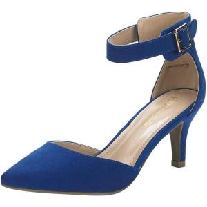 DREAM PAIRS Kitten Heel Low Heel for Women Closed Pointed Toe Pumps Wedding Party Sexy Dress Shoes Lowpointed(Royal/Blue)