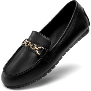 DREAM PAIRS Loafers for Women Casual Comfortable Slip On Flat Shoes Lightweight Leisure Work Shoes Comfort Walking Shoes(Black-pu)