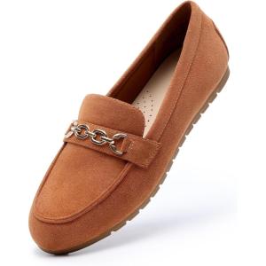 DREAM PAIRS Loafers for Women Casual Comfortable Slip On Flat Shoes Lightweight Leisure Work Shoes Comfort Walking Shoes(Brown-suede)