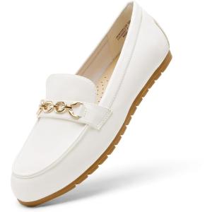 DREAM PAIRS Loafers for Women Casual Comfortable Slip On Flat Shoes Lightweight Leisure Work Shoes Comfort Walking Shoes(White)