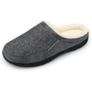 DREAM PAIRS Men’s Cozy Memory Foam Slippers with Fuzzy Wool-like Lining, Slip-on Washable Indoor Outdoor House Shoes(Light Grey)