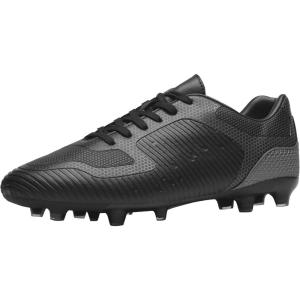 DREAM PAIRS Men‘s Firm Ground Soccer Cleats Soccer Shoes(Black/Grey)