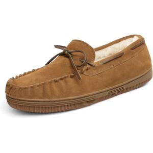 DREAM PAIRS Men’s Moccasin Slippers Fuzzy Plush House Shoes Indoor Outdoor Fleece Lining Loafers(Tan)