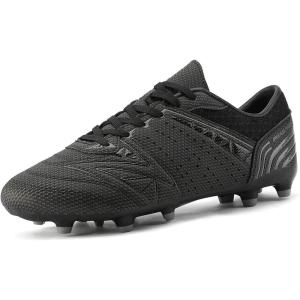 DREAM PAIRS Mens Sport Flexible Athletic Lace Up Light Weight Outdoor Cleats Football Soccer Shoes(Black/Dark/Grey)