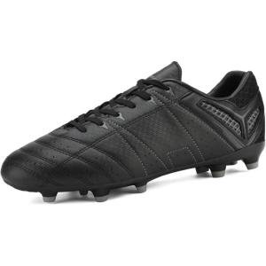 DREAM PAIRS Mens Sport Flexible Athletic Lace Up Light Weight Outdoor Cleats Football Soccer Shoes(Black/Grey)