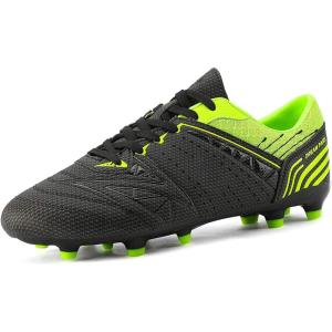 DREAM PAIRS Mens Sport Flexible Athletic Lace Up Light Weight Outdoor Cleats Football Soccer Shoes(Black/Neon/Green)