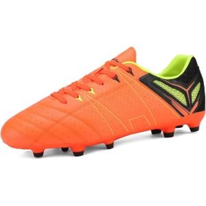 DREAM PAIRS Mens Sport Flexible Athletic Lace Up Light Weight Outdoor Cleats Football Soccer Shoes(Orange/Black/Lemon/Green)