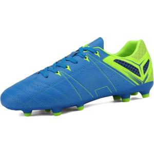 DREAM PAIRS Mens Sport Flexible Athletic Lace Up Light Weight Outdoor Cleats Football Soccer Shoes(Royal/Lemon/Green)