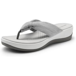 DREAM PAIRS Platform Flip Flops for Women Cushioned Thong Sandals with Soft Eva Foam Insole Lightweight Lycra fabric Comfort Dressy Slides Slippers for Summer Beach(Grey)