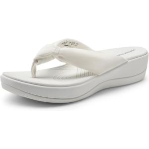 DREAM PAIRS Platform Flip Flops for Women Cushioned Thong Sandals with Soft Eva Foam Insole Lightweight Lycra fabric Comfort Dressy Slides Slippers for Summer Beach(White)
