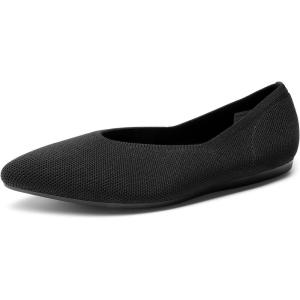 DREAM PAIRS Pointed Toe Flats for Women, Comfortable Dressy Knit Ballet Flats with Arch Support, Women’s Dress Shoes for Work Office Business Casual Travel(Black)