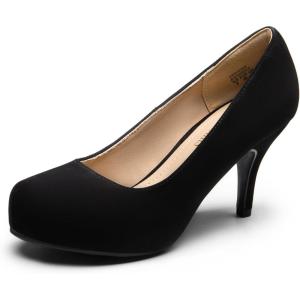 DREAM PAIRS Tiffany Women’s Classic Elegant Versatile Low Stiletto Heel Dress Platform Pumps Shoes(Black/Nubuck)