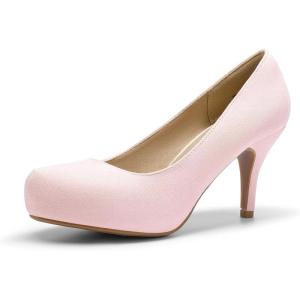 DREAM PAIRS Tiffany Women’s Classic Elegant Versatile Low Stiletto Heel Dress Platform Pumps Shoes(Pink/Suede)