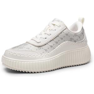 DREAM PAIRS Women Chunky City Tweed Comfortable Casual Platform Fashion Sneaker(Beige)