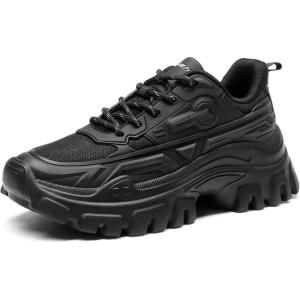 DREAM PAIRS Women Chunky Fashion Sneakers Platform Bold Lace-Up Comfortable Sneakers.(Black-bold)