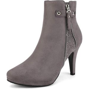 DREAM PAIRS Women’s Ankle Boots High Stiletto Heel Booties Fashion Zipper Short Boots(Classic Light/Grey)