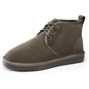 DREAM PAIRS Women’s Ankle Winter Boots Genuine Suede Leather Faux Fur Lace Up Snow Warm Comfort Cozy Short Booties FuzzyGo Women’s Cozy(Taupe)