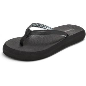 DREAM PAIRS Women’s Arch Support Flip Flops, Comfortable Soft Cushion Thong Sandals for Summer Beach Daily Casual Wear(Black)