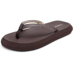 DREAM PAIRS Women’s Arch Support Flip Flops, Comfortable Soft Cushion Thong Sandals for Summer Beach Daily Casual Wear(Brown)