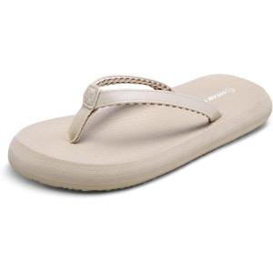 DREAM PAIRS Women’s Arch Support Flip Flops, Comfortable Soft Cushion Thong Sandals for Summer Beach Daily Casual Wear(Camel)