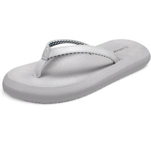 DREAM PAIRS Women’s Arch Support Flip Flops, Comfortable Soft Cushion Thong Sandals for Summer Beach Daily Casual Wear(Grey)