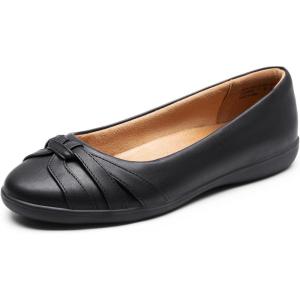 DREAM PAIRS Women’s Ballet Flats, Comfortable Round Toe Slip on Dressy Work Office Shoes with Arch Support(Black)