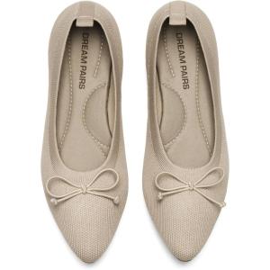 DREAM PAIRS Women’s Ballet Knit Flats Foldable Pointed Toe Comfortable Dressy Flat Shoes with Bow-Knot Casual Business Work Office(Nude)