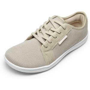 DREAM PAIRS Women’s Barefoot Walking Wide Toe Box Zero Drop Minimalist Sneakers Non Slip Breathable Comfortable Lightweight Walking Shoes(Beige)