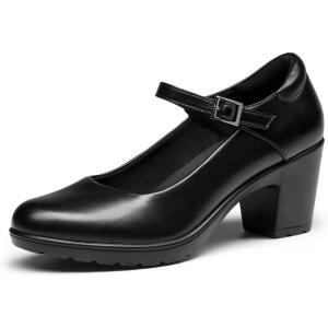 DREAM PAIRS Women’s Chunky Low Block Heels Mary Jane Closed Toe Work Pumps Comfortable Round Toe Dress Wedding Shoes EDENIA(Black)