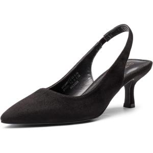 DREAM PAIRS Women’s Closed Toe Kitten Heels Pointed Toe Slingback Low Heels Dress Bridal Wedding Pumps Shoes(Black-suede)
