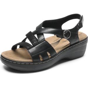 DREAM PAIRS Women’s Comfortable Arch Support Wedge Sandals Open Toe Summer Walking Shoe(Black)