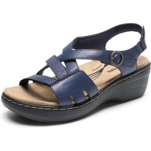DREAM PAIRS Women’s Comfortable Arch Support Wedge Sandals Open Toe Summer Walking Shoe(Navy)