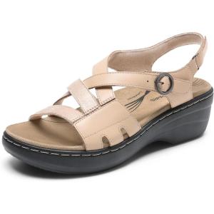 DREAM PAIRS Women’s Comfortable Arch Support Wedge Sandals Open Toe Summer Walking Shoe(Nude)