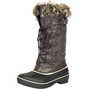 DREAM PAIRS Women’s DP Warm Faux Fur Lined Mid Calf Winter Snow Boots(Brown)