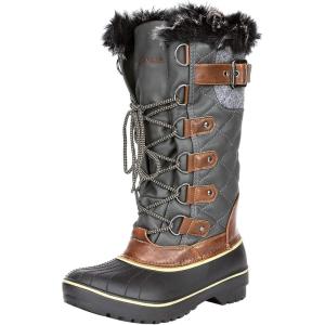 DREAM PAIRS Women’s DP Warm Faux Fur Lined Mid Calf Winter Snow Boots(Khaki)