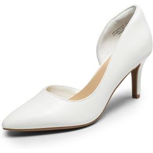 DREAM PAIRS Women’s Dress High Heels Pumps Closed Pointed Toe Stiletto D’Orsay Shoes for Wedding Party(White-pu)