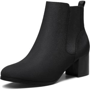 DREAM PAIRS Women’s Elastic Gore Chelsea Boots Chunky Block Heel Ankle Bootie(Black)