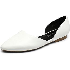 DREAM PAIRS Women’s Elegant Dressy Flats Shoes Pointed Toe Casual Comfort Slip on Walking Flats for Women(White)
