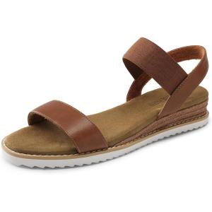 DREAM PAIRS Womens Espadrilles Ankle Stretch Elastic Strap Open Toe Wedges Flats Sandals(Brown)