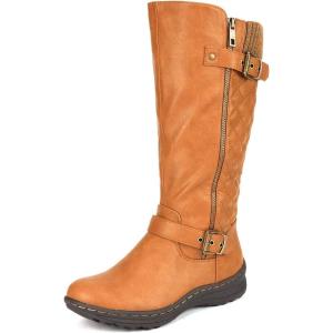 DREAM PAIRS Women’s Faux Fur Knee High Boot Round Toe Fall Winter Boots(Camel)