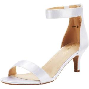 DREAM PAIRS Women’s Fiona Fashion Stilettos Open Toe Pump Heeled Sandals(White)