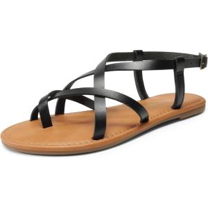 DREAM PAIRS Women’s Flat Sandals Strappy Dressy Comfortable Ankle Strap Casual Summer Thong Sandals for Beach