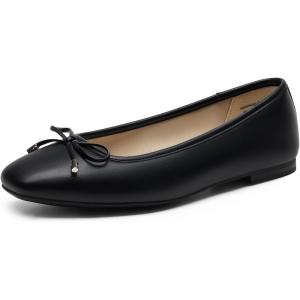 DREAM PAIRS Women’s Flats Square Toe Ballet Flats Comfortable Casual Ballerina Flat Dress Shoes with Bow Suitable for Dressy Business Casual Work Office(Black)