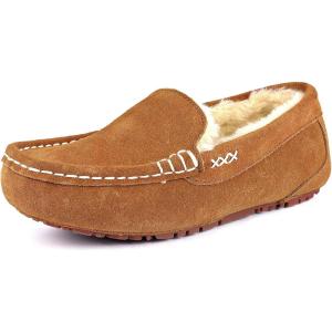 DREAM PAIRS Women’s Fuzzy House Slippers Cozy Faux Fur Micro Suede Moccasins Slip on Loafer Shoes for Indoor and Outdoor(Chesnut)
