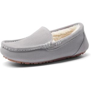 DREAM PAIRS Women’s Fuzzy House Slippers Cozy Faux Fur Micro Suede Moccasins Slip on Loafer Shoes for Indoor and Outdoor(Light Grey)